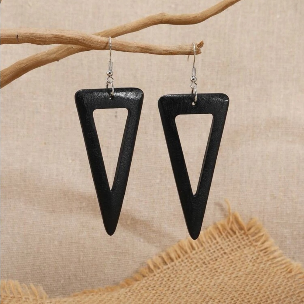 Wooden triangle earrings